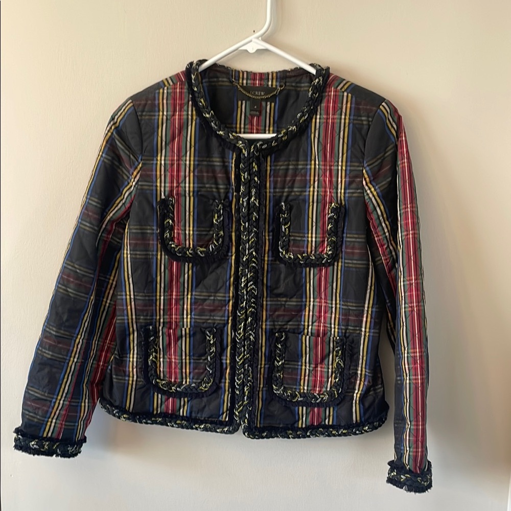 Plaid Women's Jacket with Black and Red Accents
